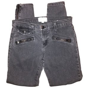 Current/Elliott The Zip Moto Skinny Leg Jeans Evermore Black Ankle Women’s 27